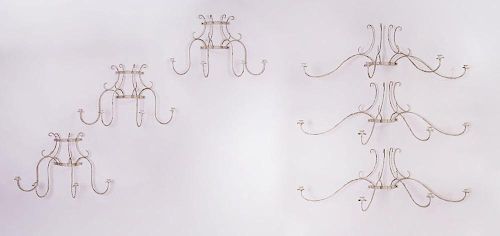 SET OF SIX CONTINENTAL WHITE PAINTED IRON FOUR-LIGHT SCONCES