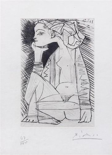 Pablo Picasso, (Spanish, 1881-1973), Femme assise en tailler: Genevi-ve Laport (from Recordant el Doctor Reventï¿