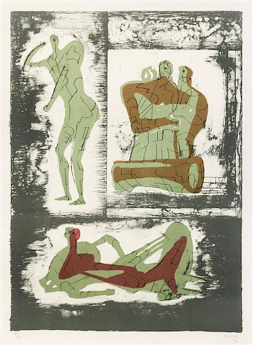 Henry Moore, (British, 1898-1986), Reclining & Standing Figure and Family Group (from Reclining Figures), 1973