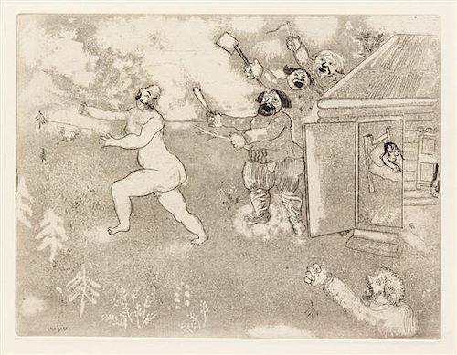 Marc Chagall, (French/Russian, 1887-1985), a group of 3 etchings from Les Ames Mortes, 1948