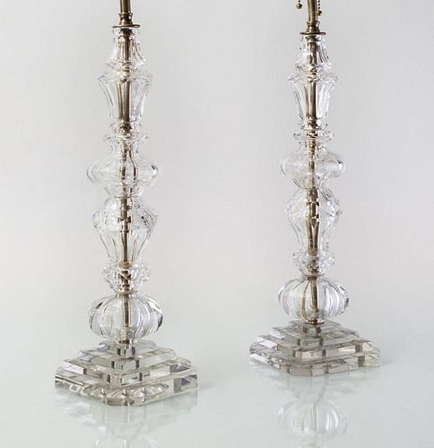 PAIR OF CUT-GLASS TABLE LAMPS