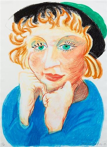 * David Hockney, (British, b. 1937), Celia with Green Hat, 1984