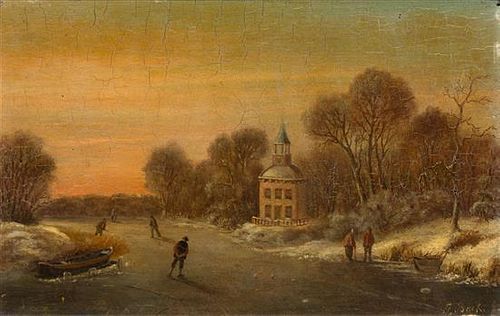 Anna Boch, (Belgian, 1848-1933), Winter Landscape with Ice Skaters