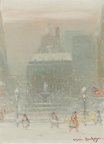 Johann Berthelsen, (American, 1883-1972), The Grand Army Plaza in Winter