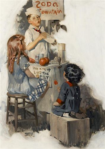 Andrew Loomis, (American, 1892-1959), Unknown (Soda Fountain)