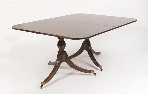 GEORGE III STYLE MAHOGANY TWO-PEDESTAL DINING TABLE