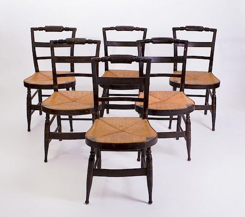 SET OF SIX REGENCY PAINTED SIDE CHAIRS