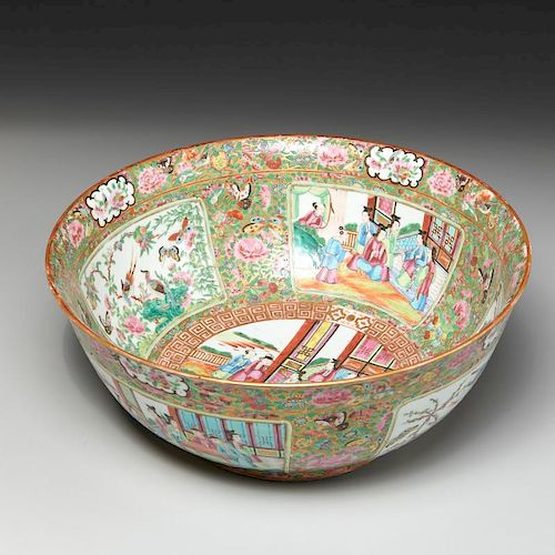 Large Chinese rose medallion bowl