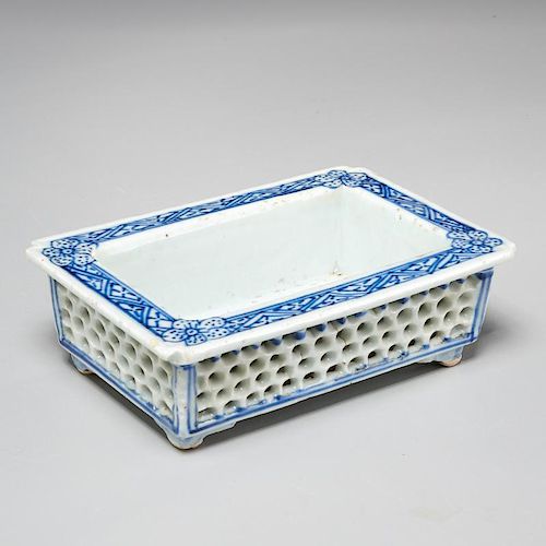Chinese blue and white reticulated jardiniere