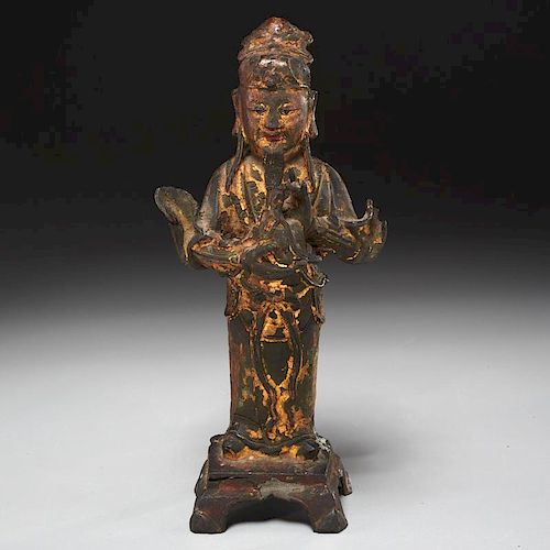 Chinese gilt bronze standing scholar