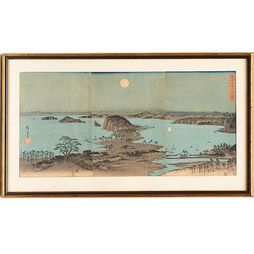 Hiroshige, woodblock print triptych