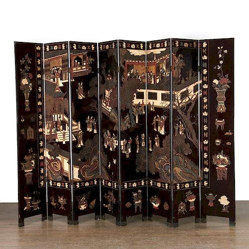 Chinese eight-panel Coromandel lacquer screen