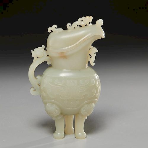 Chinese carved jade lidded ritual vessel