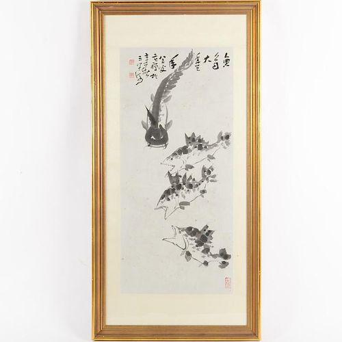 Chinese watercolor painting of fish