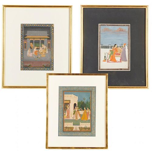 Mughal School, (3) paintings