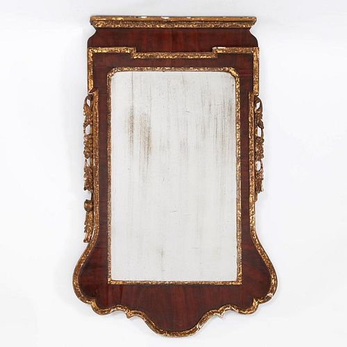 George III giltwood and mahogany wall mirror
