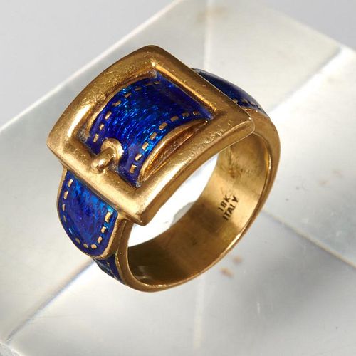 18k gold and enamel Modele Depose ring