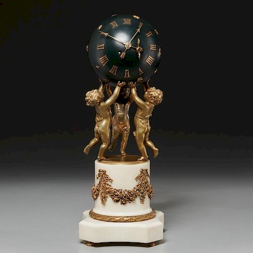 Marti Louis XVI style bronze, marble sphere clock