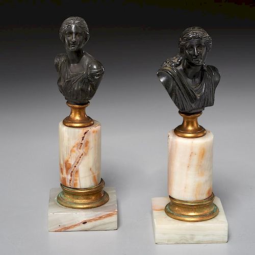 (2) Grand Tour bronze cabinet busts