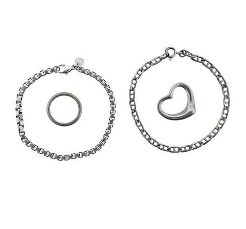 Tiffany &amp; Co Sterling Ring Pendant Bracelet Lot of 4