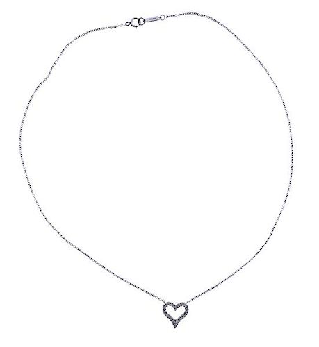 Tiffany &amp; Co Platinum Diamond Heart Pendant Necklace