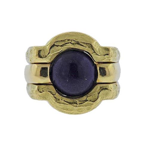 18k Gold Lapis Lazuli Ring 