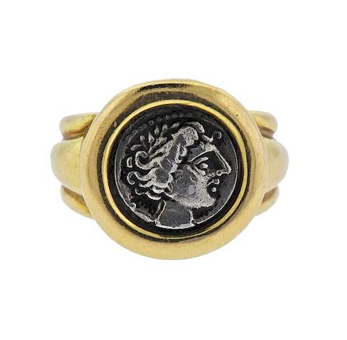 18K Gold Silver Coin Ring