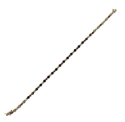 14k Gold Diamond Ruby Bracelet 