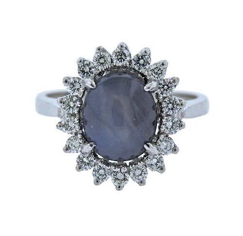 14K Gold Diamond Star Sapphire Ring
