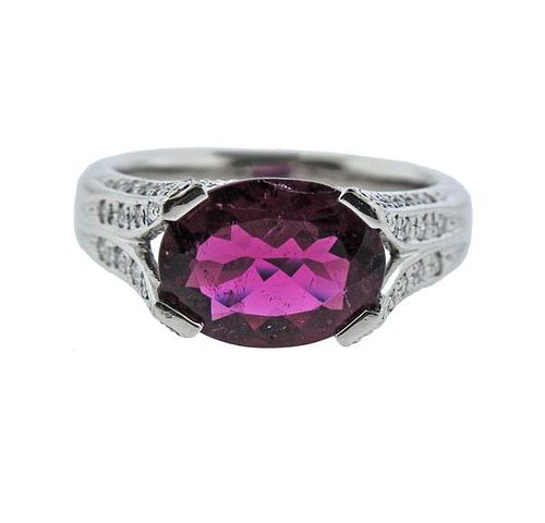 Platinum Diamond Pink Tourmaline Ring