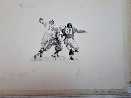 Sports Illustrated Original Sketch by Robert Riger  Here's Why it was the Best Football Game Ever Played, p. 52