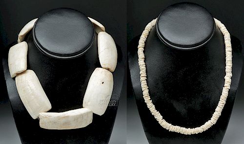 19th C. African Necklaces - Shell / "Hippo Teeth" Beads