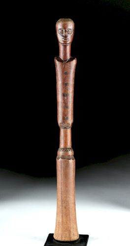 Early 20th C. African Tabwa Wood Ritual Pestle-Scepter