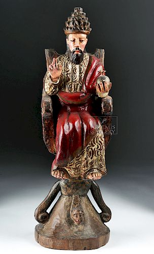 19th C. Mexican Wood Santo - St. Constantine the Great