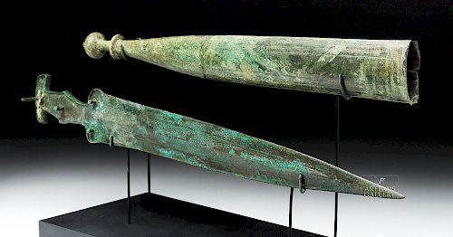 Important Etruscan Bronze Sword & Sheath - Ex Guttman