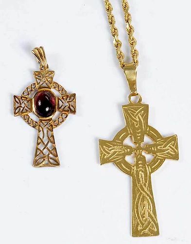 Two Gold Cross Pendants
