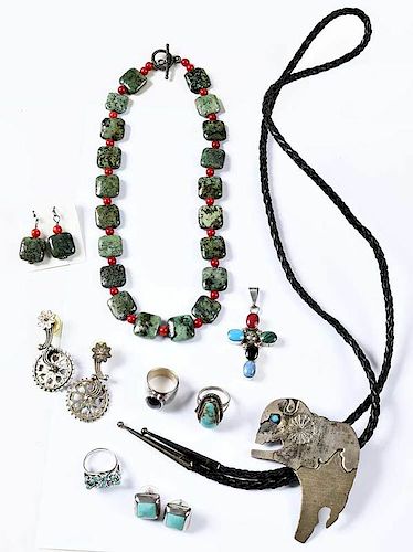 Nine Pieces Silver & Gemstone Jewelry