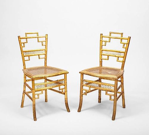 Pair of Napoleon III Gilt-Bamboo Ballroom Chairs