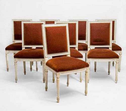 Set of Eight Cream Painted Louis XVI Style Chairs