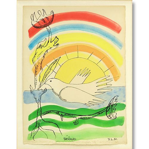 Fernand Leger, French (1881-1955) Gouache and ink on paper "Deluge". Signed, dated '50 and inscribe