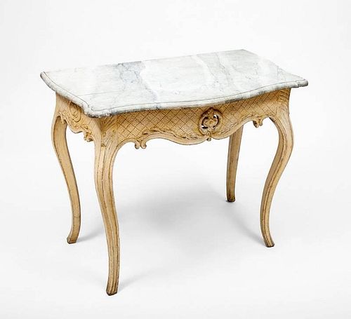 Continental Rococo Style Painted Serpentine-Fronted Console Table
