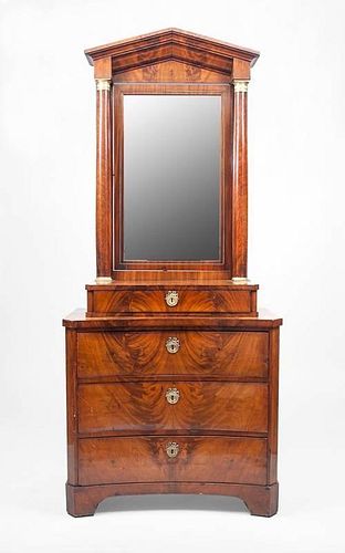 Danish Neoclassical Style Gilt-Metal-Mounted Mahogany Gentleman's Dressing Mirror and Chest