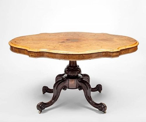 Victorian Walnut and Turtle-Top Center Table