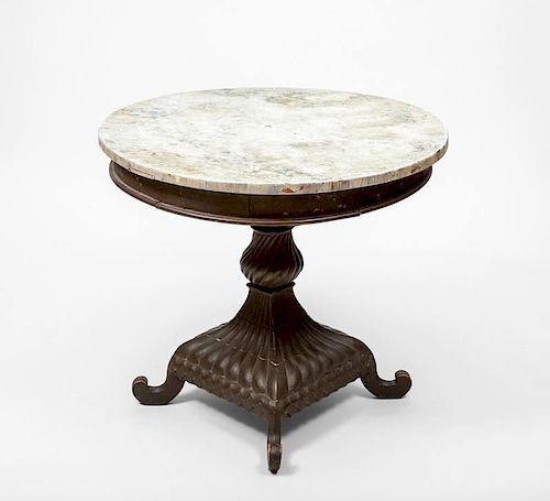 Victorian Carved and Stained Wood Pedestal Table