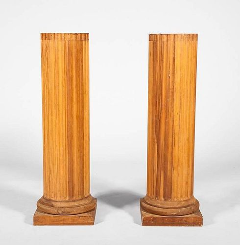 Pair of Fluted Pine Pedestals