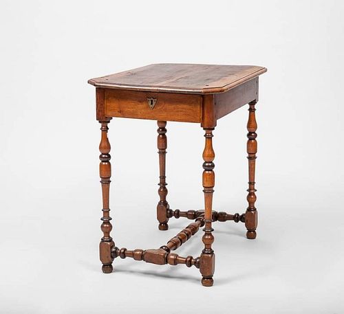 William and Mary Style Walnut Single-Drawer Table