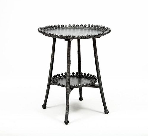 Ebonized Wicker End Table, Mitchell Gold and Bob Williams