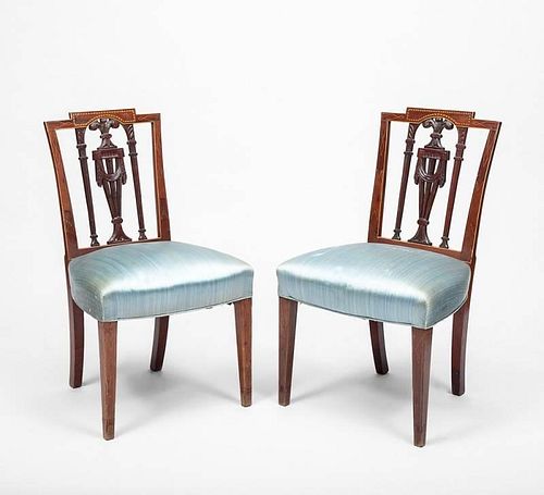 Pair of George III Style Inlaid Mahogany Side Chairs