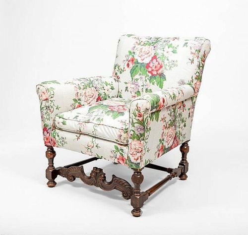 Flemish Baroque Style Carved Mahogany Armchair