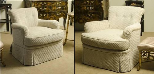 Pair of Button Upholstered Club Chairs